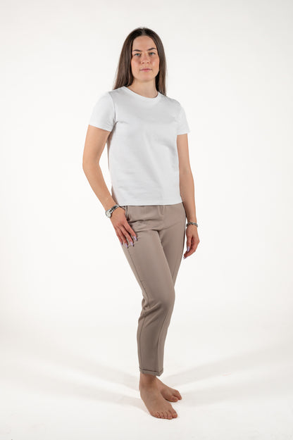 pantalone fluido con risvolto