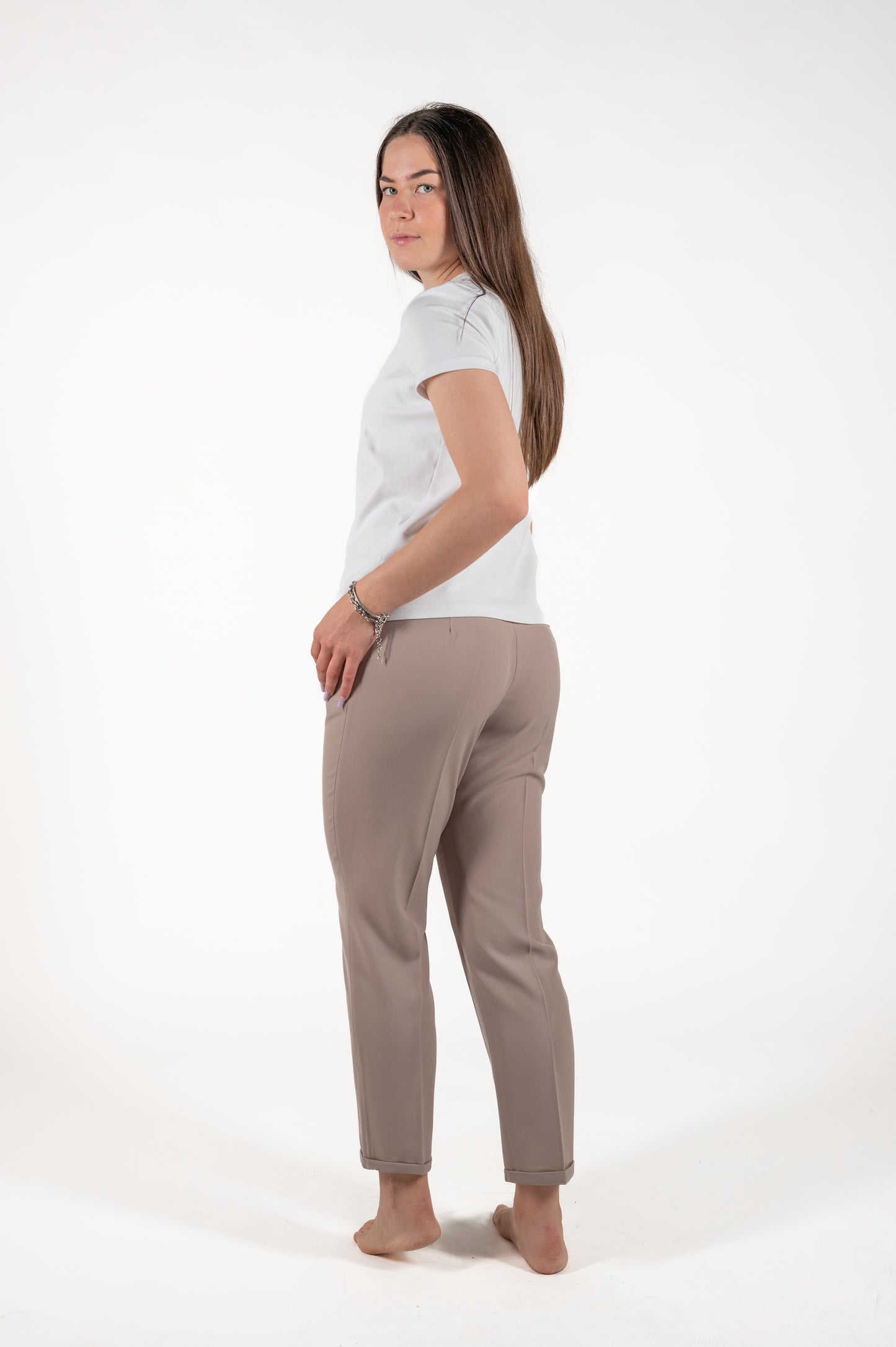 pantalone fluido con risvolto
