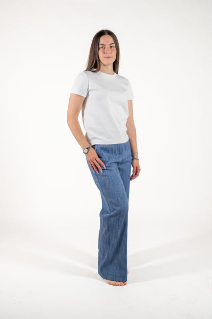 pantalone jeans palazzo