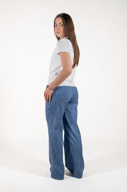pantalone jeans palazzo